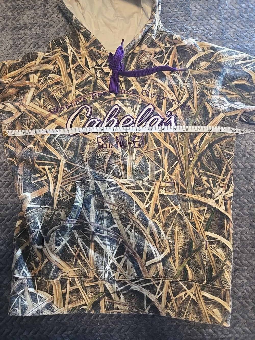 Cabela’s Women’s Camo Hoodie Large Hunting Pullover Purple Logo Size Medium? - Picture 6 of 6